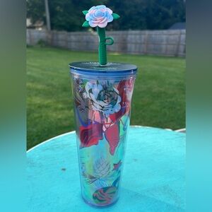 NEW Starbucks Floral Tumbler 24oz w/ flower straw cap
